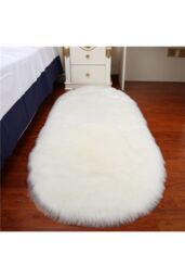 Living and Home 60Cm*120Cm Oval Handmade Shag White Rug - Size: 60 cm x 120 cm - thumbnail 3