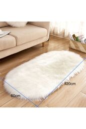 Living and Home 60Cm*120Cm Oval Handmade Shag White Rug - Size: 60 cm x 120 cm - thumbnail 6