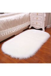 Living and Home 60Cm*120Cm Oval Handmade Shag White Rug - Size: 60 cm x 120 cm - thumbnail 2