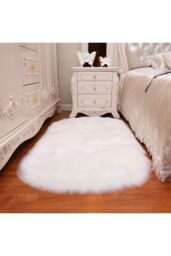 Living and Home 60Cm*120Cm Oval Handmade Shag White Rug - Size: 60 cm x 120 cm - thumbnail 4