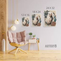 "Artery8 Sphynx Cat With Flower Blooms Canvas Wall Art Print - Size: W18"" x H24""" - thumbnail 4