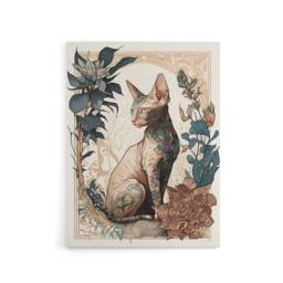 "Artery8 Sphynx Cat With Flower Blooms Canvas Wall Art Print - Size: W18"" x H24""" - thumbnail 1