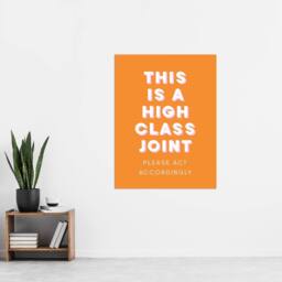 "Artery8 High Class Joint Act Accordingly Orange Funny Wall Art Print - Size: W12"" x H16""" - thumbnail 4