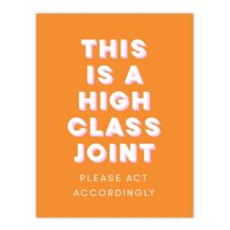 "Artery8 High Class Joint Act Accordingly Orange Funny Wall Art Print - Size: W12"" x H16""" - thumbnail 1