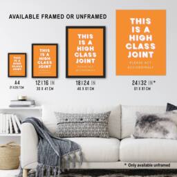 "Artery8 High Class Joint Act Accordingly Orange Funny Wall Art Print - Size: W12"" x H16""" - thumbnail 3