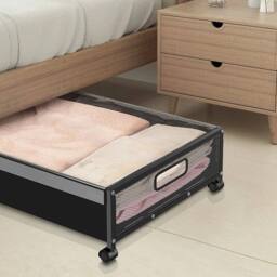 VOGREX 1x Underbed Storage Box Shoes Clothes Bedding Duvet Organizer in Black - thumbnail 3