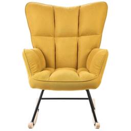 Wyld and Coco Yellow Rocking Chair Polyester Upholstery Biscuit Tufting Rubber - thumbnail 3