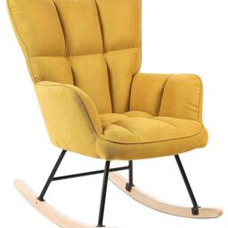 Wyld and Coco Yellow Rocking Chair Polyester Upholstery Biscuit Tufting Rubber - thumbnail 2