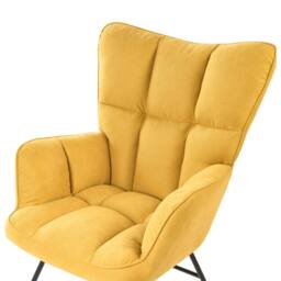 Wyld and Coco Yellow Rocking Chair Polyester Upholstery Biscuit Tufting Rubber - thumbnail 5