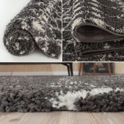 THE RUGS Soft Moroccan Diamond Shaggy Rugs & Runners Dark Grey Living Room - Size: 120 cm x 170 cm - thumbnail 4