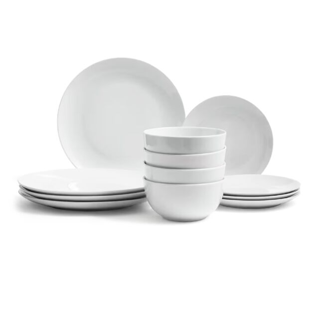 Glim & Glam Dinner Set 18 Piece Crockery Dinnerware Coupe in White - image 1