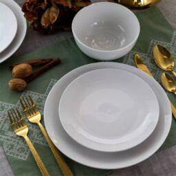 Glim & Glam Dinner Set 18 Piece Crockery Dinnerware Coupe in White - thumbnail 5