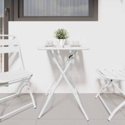 Berkfield Home Foldable Garden Table White 55x55x73 cm Steel - Size: 55 x 55 x 73 cm - thumbnail 3