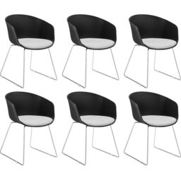 tectake Dining Chair Logart Set Of 2 - Black/Chrome in Black - Size: 2 Pack - thumbnail 1