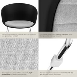tectake Dining Chair Logart Set Of 2 - Black/Chrome in Black - Size: 2 Pack - thumbnail 5