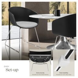 tectake Dining Chair Logart Set Of 2 - Black/Chrome in Black - Size: 2 Pack - thumbnail 4