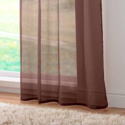 Luxury Living Voile Tab Top Curtain Pair with Crystal Tie Backs Sheer Window Panels in Chocolate - Size: 145 cm width x 183 cm drop - thumbnail 4