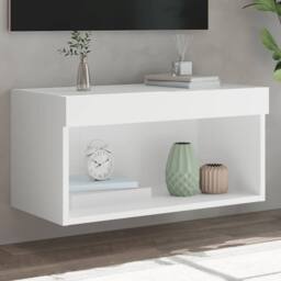 Berkfield Home TV Cabinet with LED Lights White 60x30x30 cm - Size: 60 x 30 x 30 cm - thumbnail 2