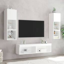 Berkfield Home TV Cabinet with LED Lights White 60x30x30 cm - Size: 60 x 30 x 30 cm - thumbnail 4