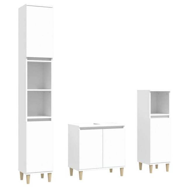 Berkfield Home 3 Piece Bathroom Furniture Set White Engineered Wood - image 1