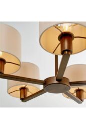Netlighting Daley Multi Arm Pendant Light Antique Bronze Plate Marble Fabric in Brown - thumbnail 3