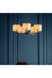 Netlighting Daley Multi Arm Pendant Light Antique Bronze Plate Marble Fabric in Brown - thumbnail 2