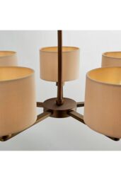 Netlighting Daley Multi Arm Pendant Light Antique Bronze Plate Marble Fabric in Brown - thumbnail 5