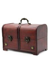 KDMD Vintage Large Chest Set of 3 Antique Inspired Trinket & Gift Boxes in Burgundy - thumbnail 2