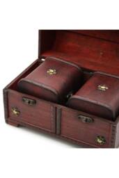 KDMD Vintage Large Chest Set of 3 Antique Inspired Trinket & Gift Boxes in Burgundy - thumbnail 3