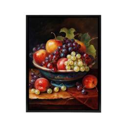 "Artery8 Classical Still Life Fruit Bowl Kitchen Decor Framed Canvas Wall Art Print - Size: W12"" x H16""" - thumbnail 1