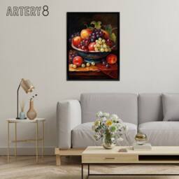 "Artery8 Classical Still Life Fruit Bowl Kitchen Decor Framed Canvas Wall Art Print - Size: W12"" x H16""" - thumbnail 3