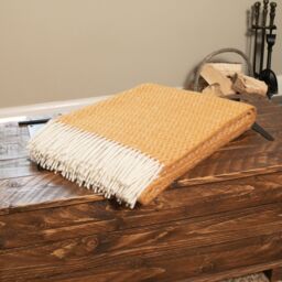 Native Natural Hoop Pattern Mustard Wool Blanket - Size: 140 cm x 200 cm - thumbnail 2