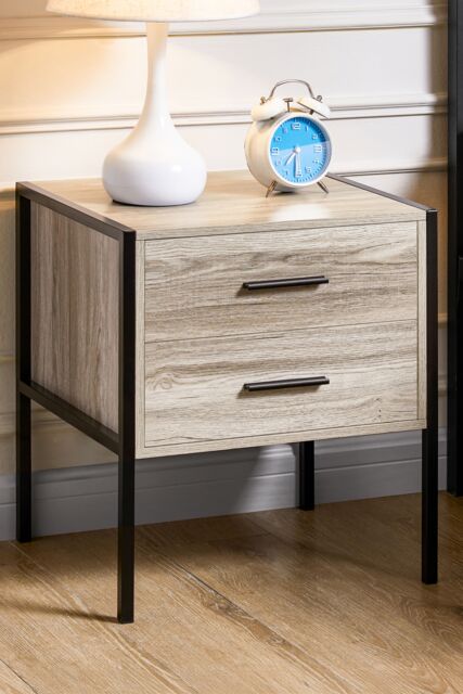 Home Discount Vida Designs Brooklyn 2 Drawer Bedside Cabinet Industrial-Style Chest Of Drawers Storage Bedroom Furniture in Grey - image 1