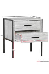 Home Discount Vida Designs Brooklyn 2 Drawer Bedside Cabinet Industrial-Style Chest Of Drawers Storage Bedroom Furniture in Grey - thumbnail 3