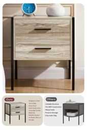 Home Discount Vida Designs Brooklyn 2 Drawer Bedside Cabinet Industrial-Style Chest Of Drawers Storage Bedroom Furniture in Grey - thumbnail 7