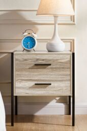Home Discount Vida Designs Brooklyn 2 Drawer Bedside Cabinet Industrial-Style Chest Of Drawers Storage Bedroom Furniture in Grey - thumbnail 2