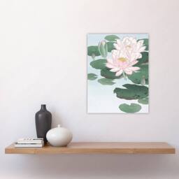 "Artery8 Water Lily Pads Pink Flower Bloom Japanese Wall Art Print Koson - Size: W12"" x H16""" - thumbnail 4
