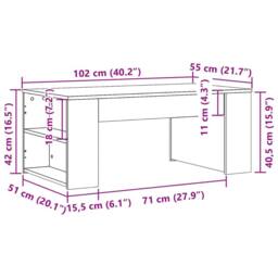 Berkfield Home Coffee Table Concrete Grey 102x55x42 cm Engineered Wood - Size: 102 x 55 x 42 cm - thumbnail 9
