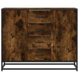 Berkfield Home Sideboard Smoked Oak 92x35x76 cm Engineered Wood in Brown - Size: 92 x 35 x 76 cm - thumbnail 4