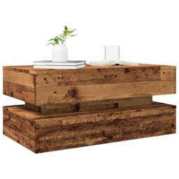 Berkfield Home Coffee Table with LED Lights Old Wood 90x50x40 cm in Brown - Size: 90 x 50 x 40 cm - thumbnail 6