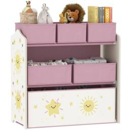 VOGREX Pink 3-Tier Kids Storage Unit with 6 Fabric Bins - thumbnail 2