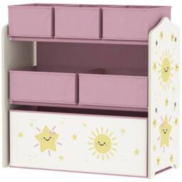 VOGREX Pink 3-Tier Kids Storage Unit with 6 Fabric Bins - thumbnail 1