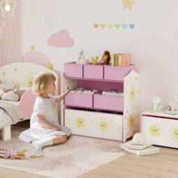 VOGREX Pink 3-Tier Kids Storage Unit with 6 Fabric Bins - thumbnail 3