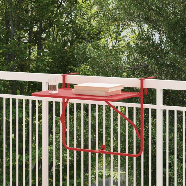 Berkfield Home Foldable Red Balcony Table - 60x40 cm, Steel - Size: 60x40 cm - image 1