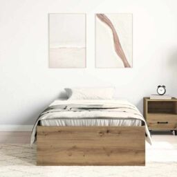 Berkfield Home Bed Frame without Mattress Artisan Oak 75x190 cm Engineered Wood in Brown - thumbnail 3