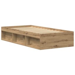 Berkfield Home Bed Frame without Mattress Artisan Oak 75x190 cm Engineered Wood in Brown - thumbnail 7