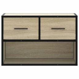 Berkfield Home TV Cabinet Sonoma Oak 60x31x39.5 cm Engineered Wood & Metal in Light Tan - thumbnail 4