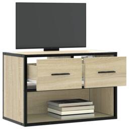 Berkfield Home TV Cabinet Sonoma Oak 60x31x39.5 cm Engineered Wood & Metal in Light Tan
