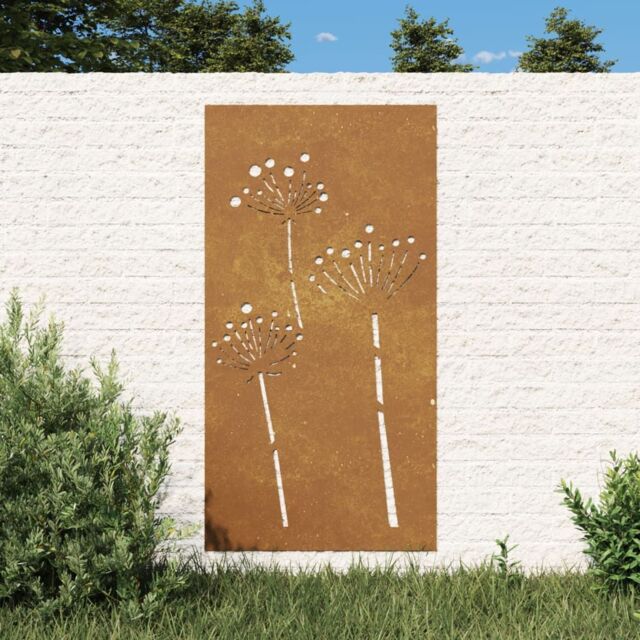 Berkfield Home Garden Wall Decoration 105x55 cm Corten Steel Flower Design in Brown - image 1