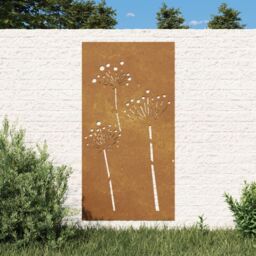 Berkfield Home Garden Wall Decoration 105x55 cm Corten Steel Flower Design in Brown